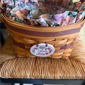 Longaberger 1997 petunia Basket with Floral Liner